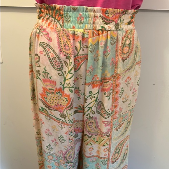Pink and Orange Wide Leg Pants with Elastic Waistband - Picture 7 of 8